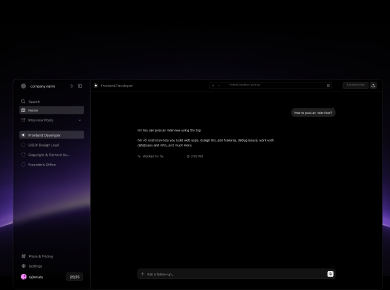 Reney dashboard: sidebar with interview posts and a hiring chat